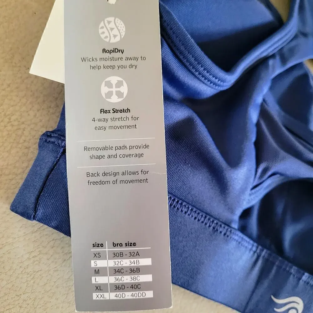 Ideology Sport Bra XS Lucky Blue Mid Impact RapiDry - Picture 6 of 10